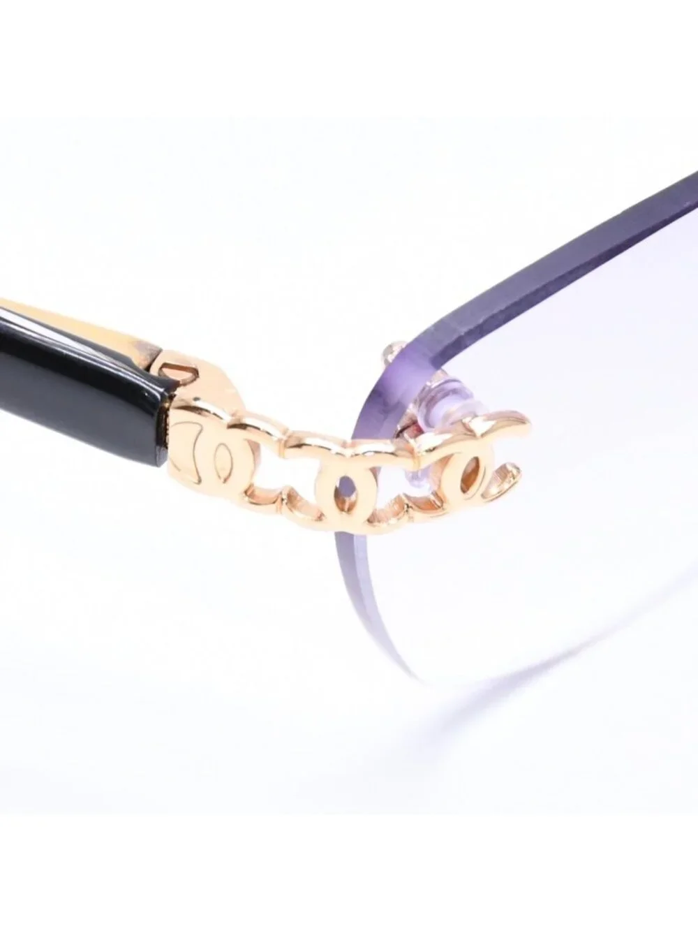 Chanel Rimless Sunglasses Eyewear CC Logo Marble Purple